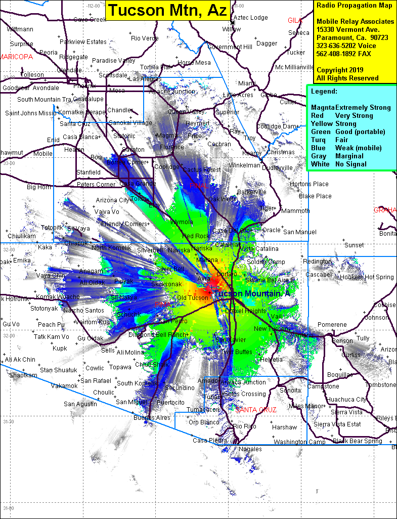 heat map radio coverage Tucson Mtn
